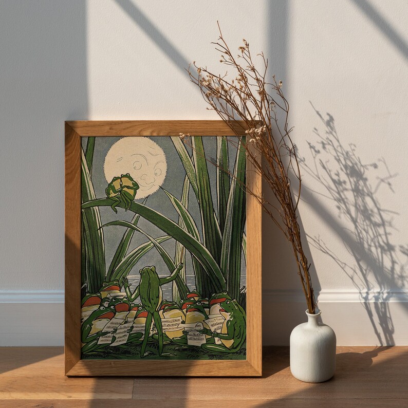Vintage frog wall art printable for home decor