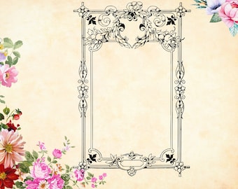 Antique Decorative Frame SVG, Vintage Frames SVG, Vector Ornate Geometric, Vintage Victorian Plant Decorative Frame, Frame Clipart PNG