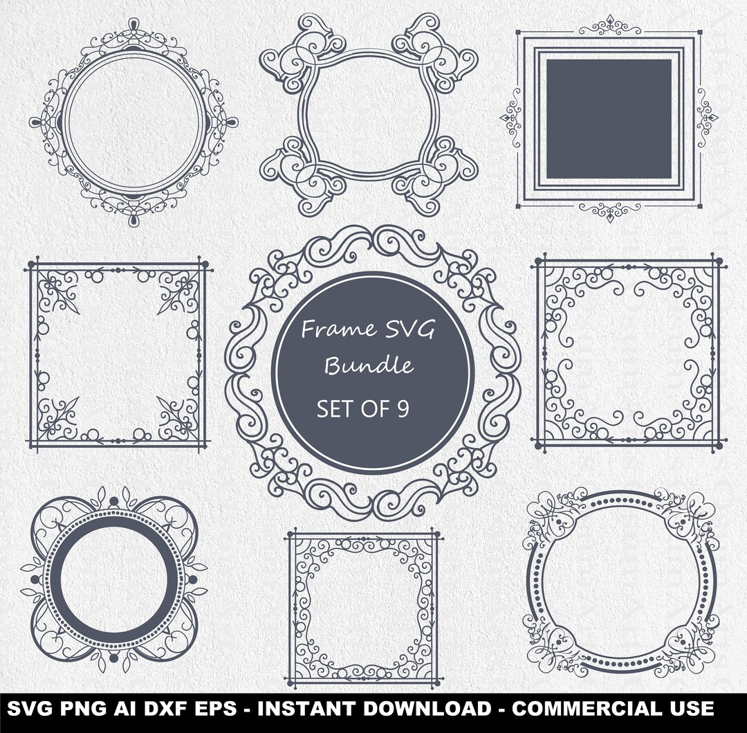 Frame SVG Bundle, Frame Clipart PNG, Frame Svg Cricut, Svg Files for ...