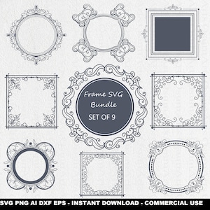 Frame SVG Bundle, Frame Clipart PNG, Frame svg Cricut, Svg Files For Cricut, Monogram svg, Monogram Frame, Wedding Frame, Instant Download