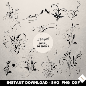 SWIRLS BUNDLE SVG, Vine Ornaments, Vine Svg, Swirls Svg, Decorative Vine Ornaments, Swirls Svg, Clipart for Cricut and Silhouettes,