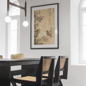 Vintage Japanese floral and bird art print