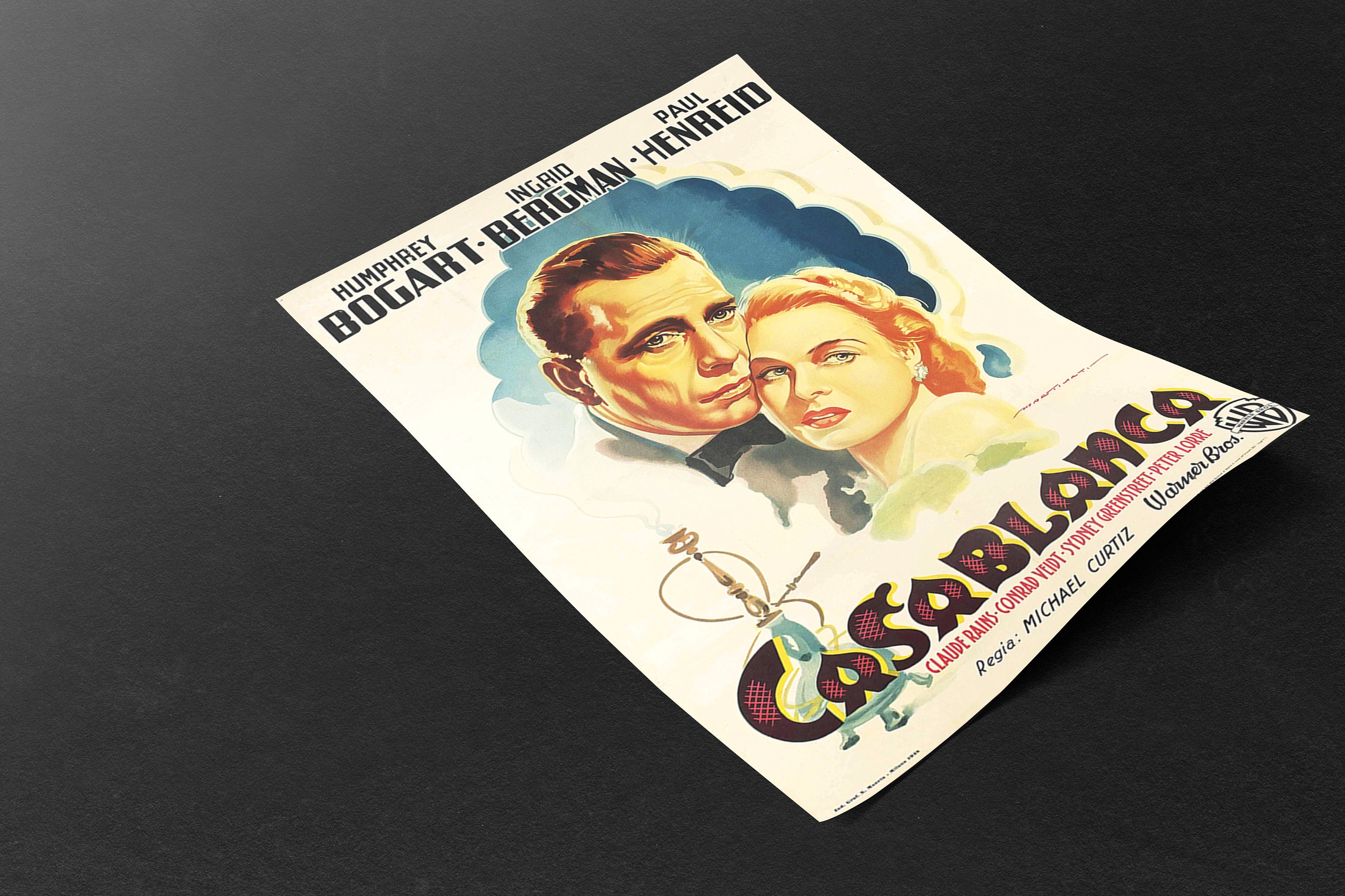 Casablanca Movie Poster 1942, Italian Casablanca Movie Poster, Vintage ...