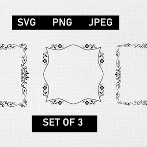 Flourish Ornamental Vintage Style, Square Decorative Frame, Fancy Vector Clipart, Border Element, Vector Ornate Geometric, SVG PNG JPG
