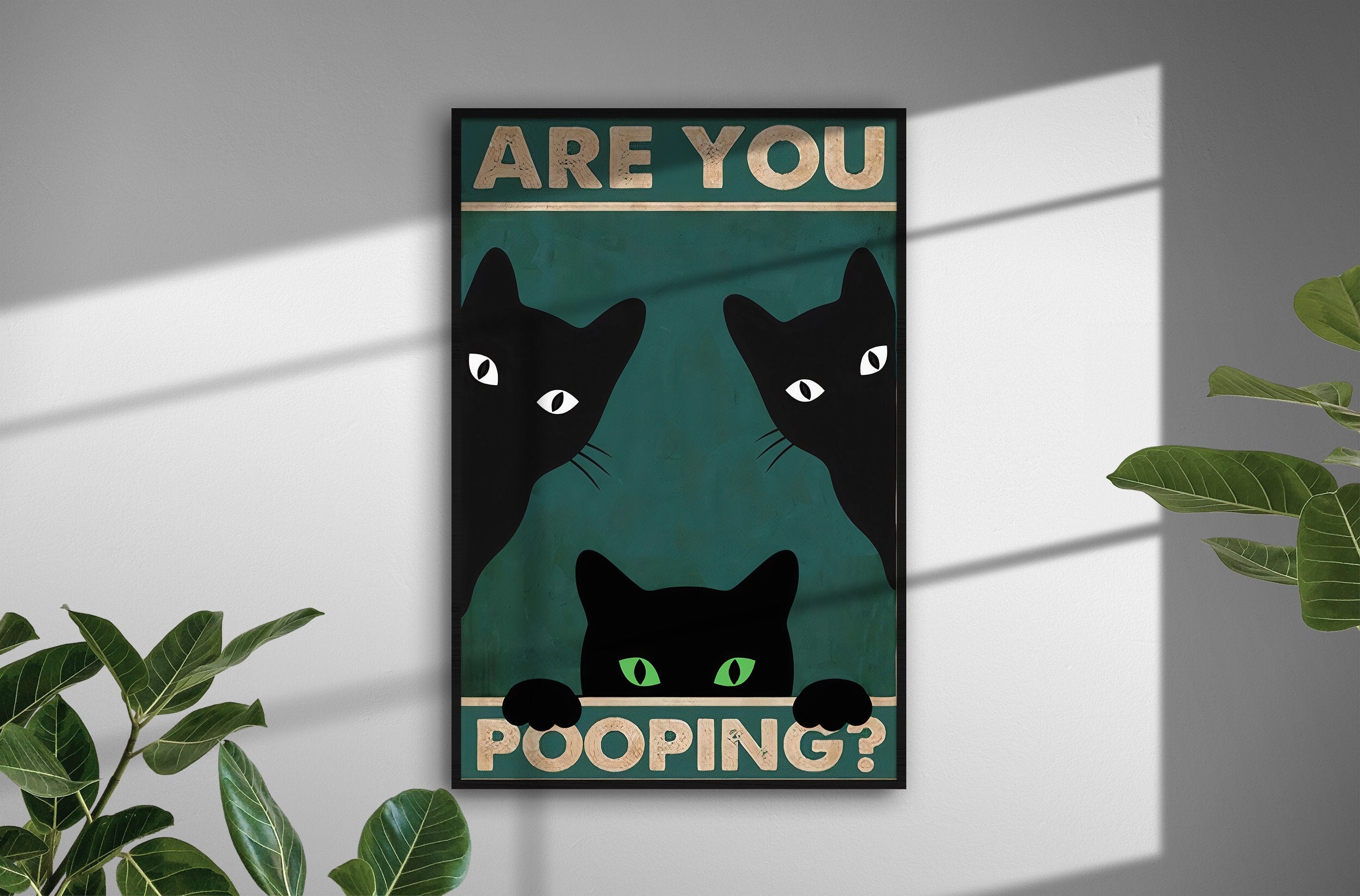 Are You Pooping Cat Print, Black Cats Art, Funny Bathroom Poster, Funny Wall Art, Bathroom Decor, Funny Cat, Cat Printable