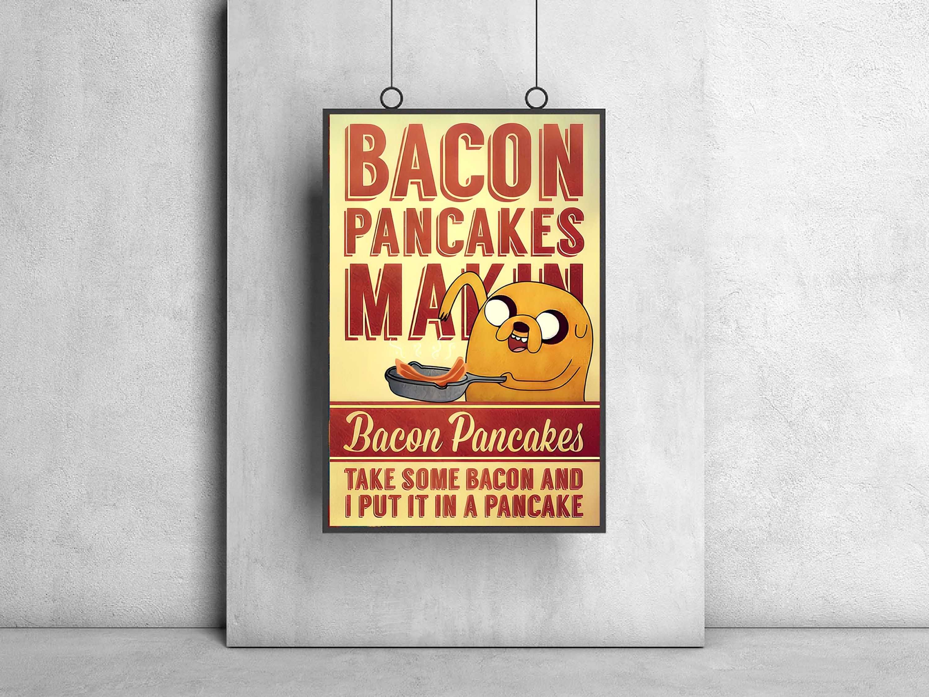 Bacon Pancakes Poster, Retro Adventure Time Poster, Vintage Cartoon Character Poster