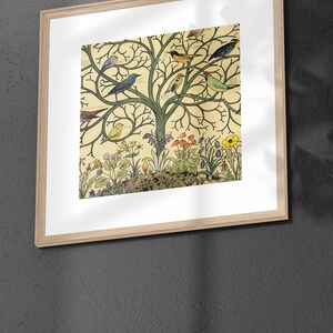 Antique Tree of Life Painting With Songbirds - Vintage Birds Art Print ...