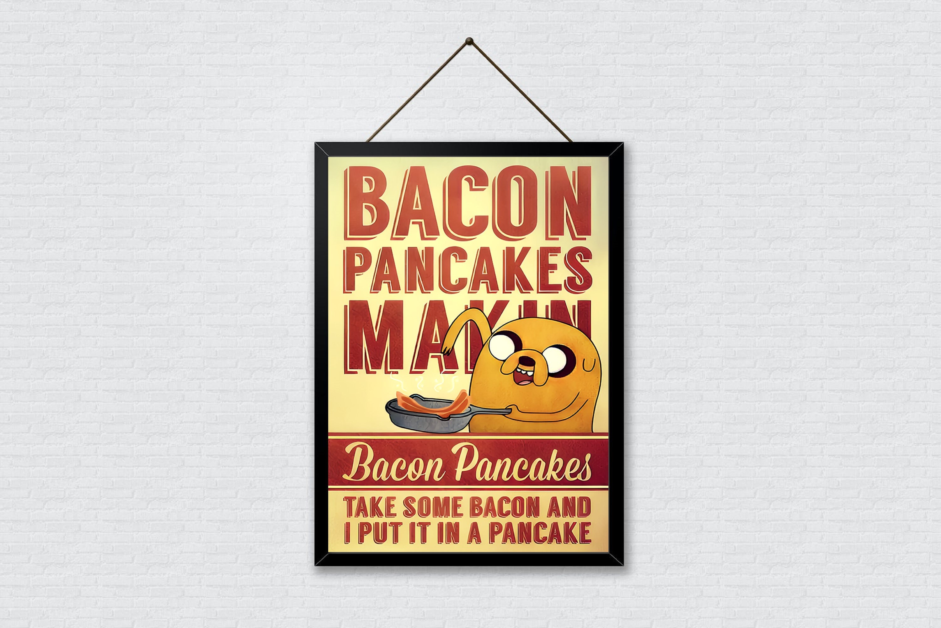 Bacon Pancakes Poster, Retro Adventure Time Poster, Vintage Cartoon Character Poster