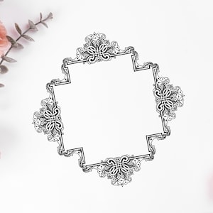 Digital Vintage Victorian Decorative Frame, Instant Download SVG PNG JPG, Antique Decorative Frame, Vector Ornate Geometric, Clipart Border