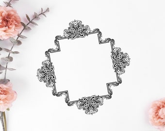 Digital Vintage Victorian Decorative Frame, Instant Download SVG PNG JPG, Antique Decorative Frame, Vector Ornate Geometric, Clipart Border
