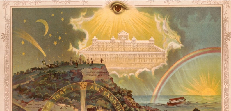 From darkness to light, antique art print, vintage masonic lithography, antique print, downloadable print, Freemasonry art, esoteric image 8