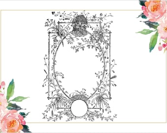 vintage Victorian Floral Frame SVG, vintage Frames SVG, Clipart Frame, Antique Cadre Décoratif, Vector Ornate Geometric, Frame Element