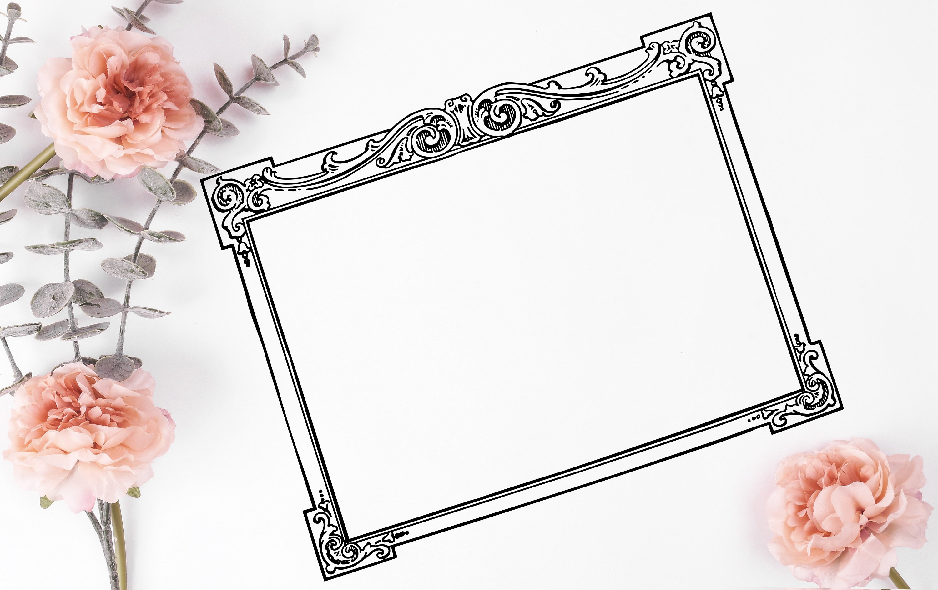 Vintage Victorian Decorative Curly Frame, Vintage Frames SVG PNG JPG ...