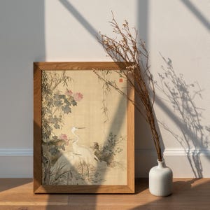 Japanese nature wall decor with floral illustration