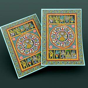 Ilustrações vintage de Dashavatar, arte de parede hindu, presente de inauguração, impressão de arte indiana, pintura hindu, presente hindu, arte hindu, deus hindu imagem 5