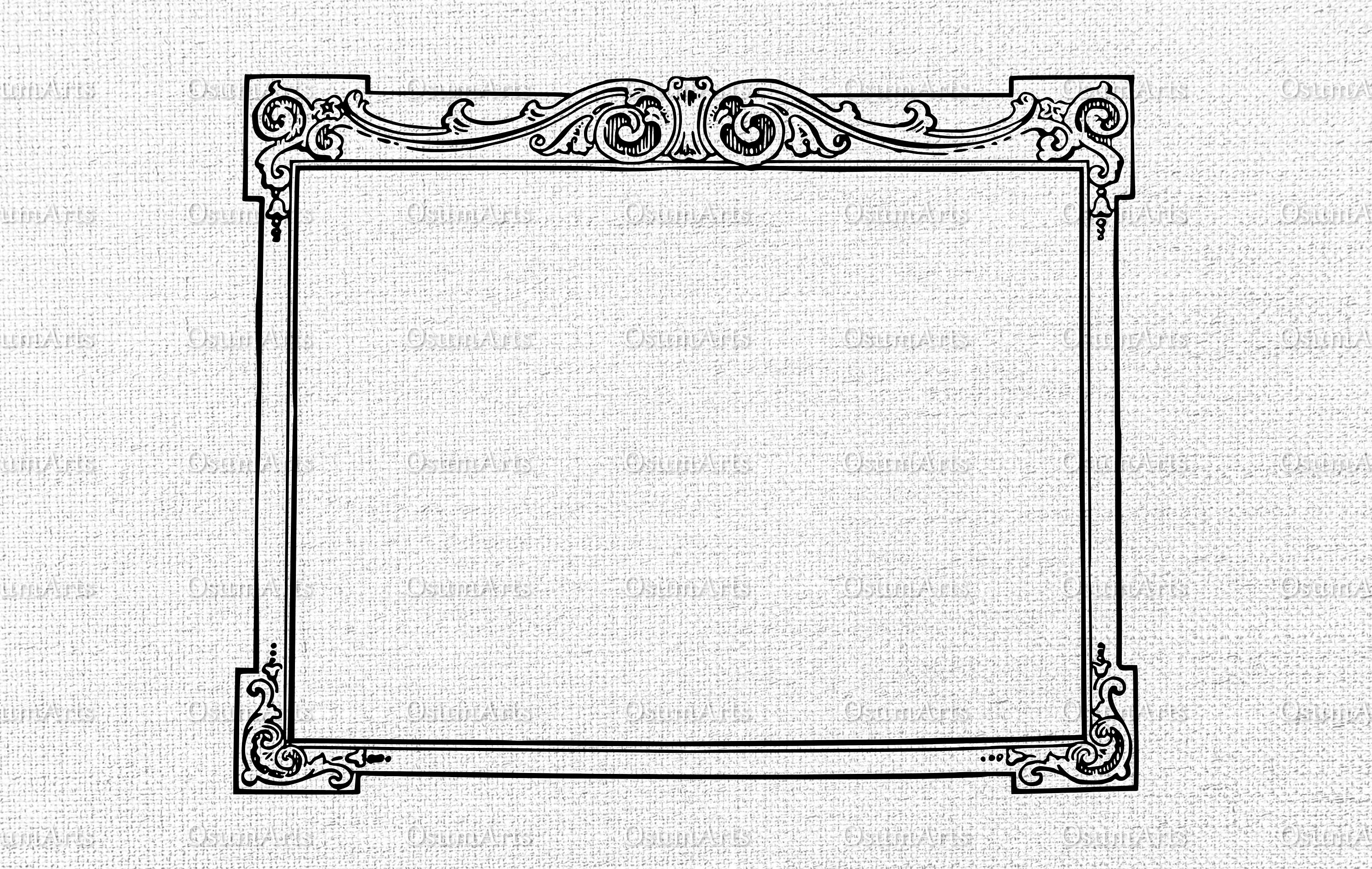 Vintage Victorian Decorative Curly Frame, Vintage Frames SVG PNG JPG ...