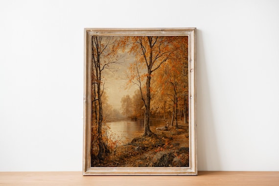 Vintage Autumn Landscape Painting, Indian Summer, Autumn Decor, Fall Wall Art, Autumn Wall Art, Autumn Wall Decor, Printable Fall Art