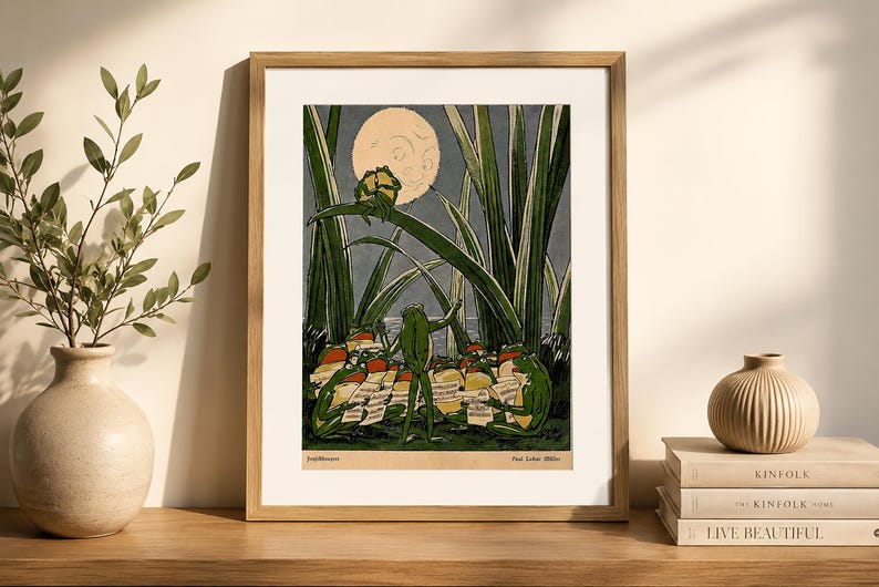Original Vintage Frog Concert Poster, Singing Frog Chorus Poster, Retro Frog Illustration, Frog Wall Art, Frog Poster, Frog Art Print, Frogs