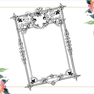Vintage Victorian Floral Frame SVG, Vintage Frames SVG, Frame Clipart, Antique Decorative Frame, Vector Ornate Geometric, Frame Element