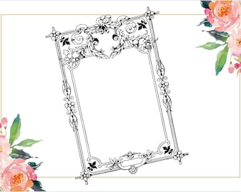 vintage Victorian Floral Frame SVG, vintage Frames SVG, Clipart Frame, Antique Cadre Décoratif, Vector Ornate Geometric, Frame Element