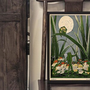 Printable frog concert artwork for music lovers