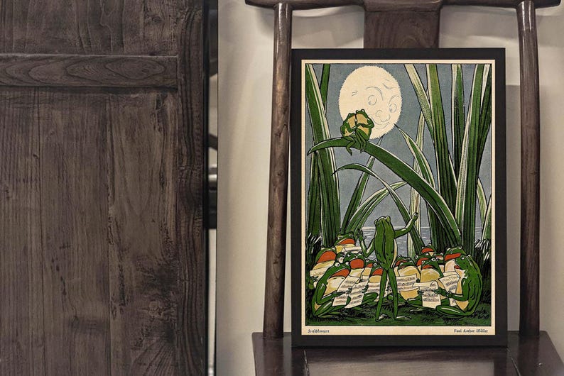 Printable frog concert artwork for music lovers