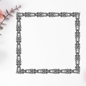 Square Decorative Frame SVG PNG JPG, Vintage Nouveau Border, Antique Fancy Square Frame, Vector Ornate Geometric Download, Antique Frame