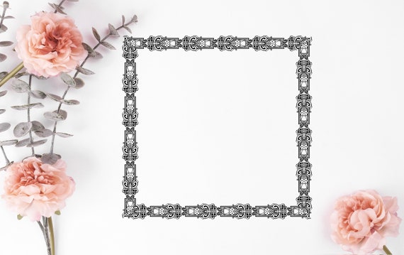 Square Decorative Frame SVG PNG JPG, Vintage Nouveau Border