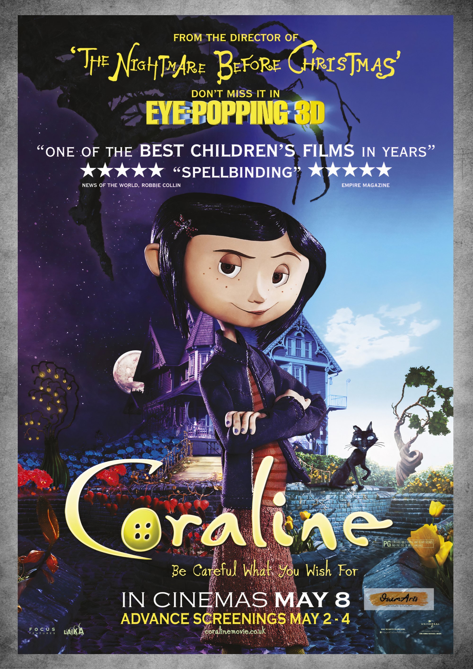 Coraline Movie Poster, Movie Poster Art, Vintage Film Art