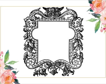 Vintage Victorian Ornate Frame SVG, Fancy Scroll Frame, Vintage Victorian Decorative Frame, Vector Ornate Geometric, Vector Clipart, Element