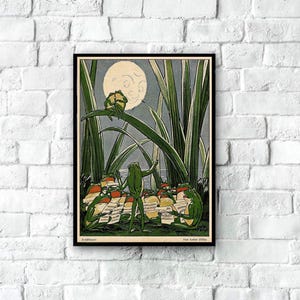 Funny frog orchestra vintage animal wall art print