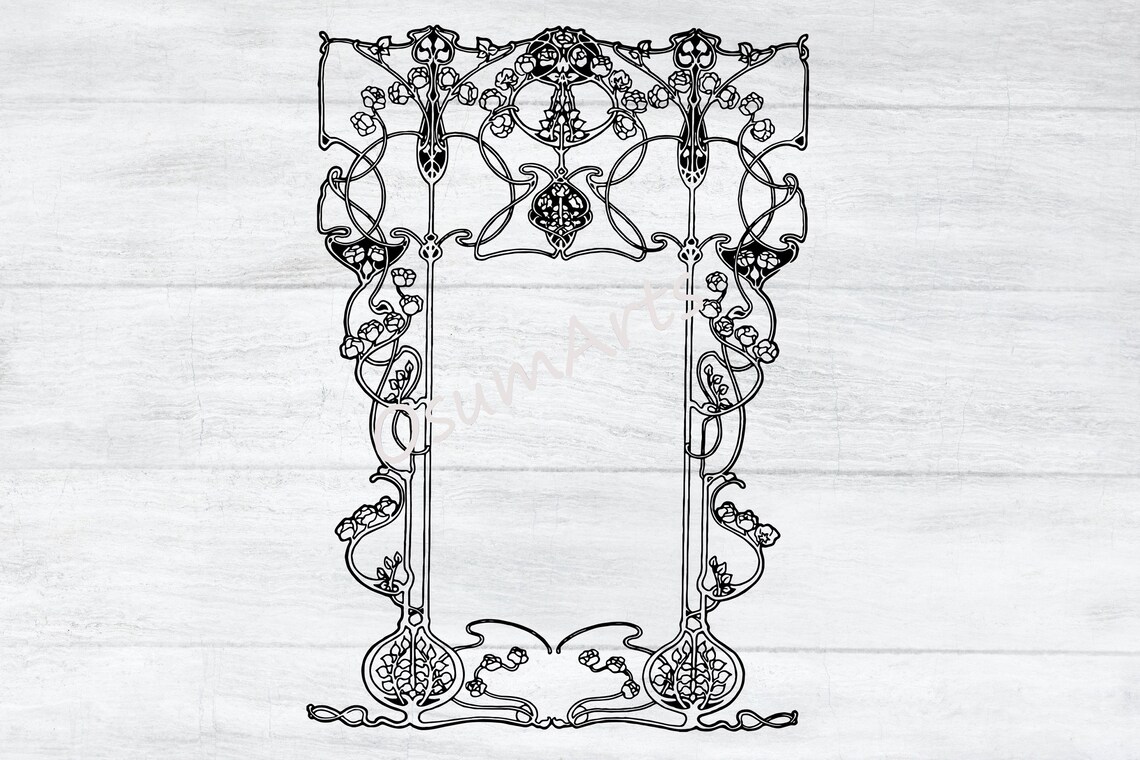 Antique Rectangular Frame Art Nouveau Border Vintage Art Etsy