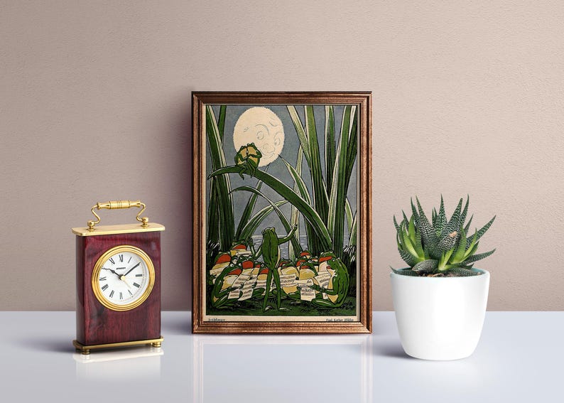 Original frog concert poster vintage printable wall art