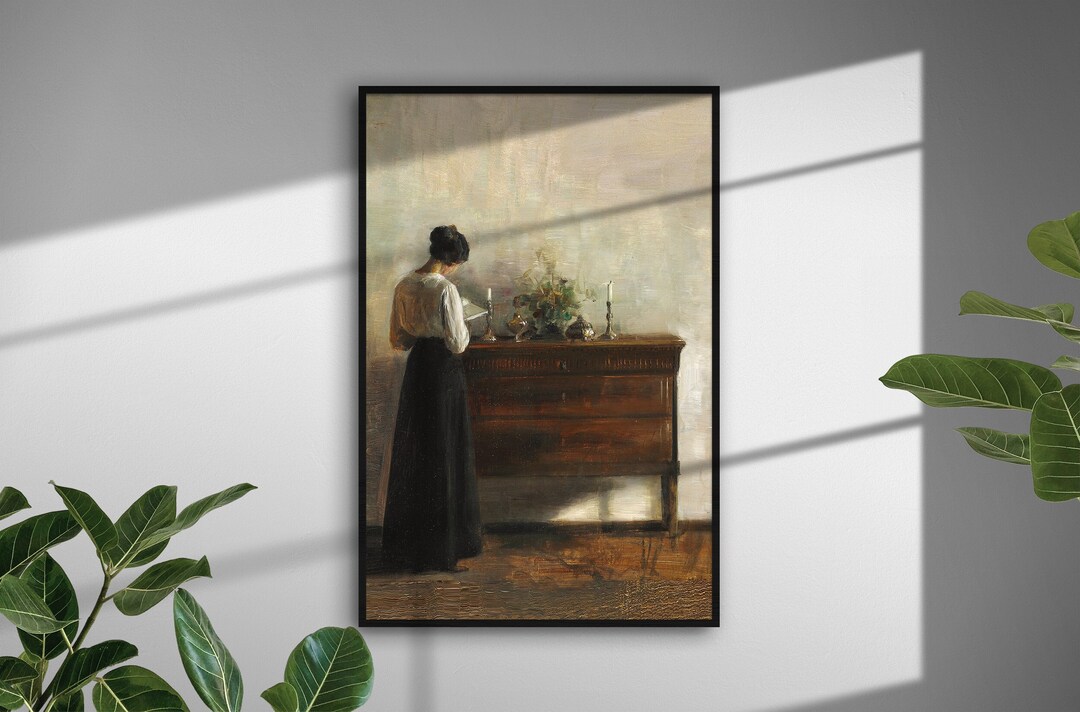 Antique Portrait of a Woman, Woman Reading Art Print, Female Oil ...