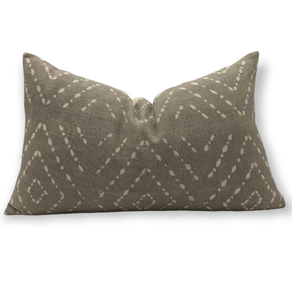 Coussin Bogolan Coton Gris Decoration Boheme Ethnique Mady