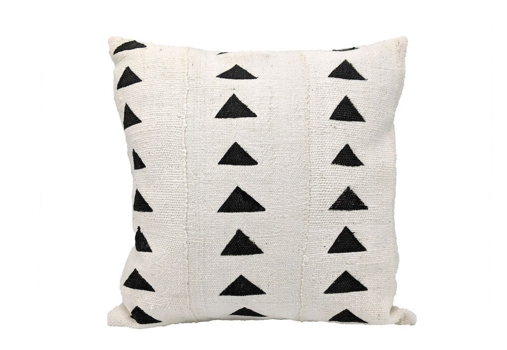 Coussin Bogolan Mudcloth Cushion Coton Blanc Ecru Decoration Boheme Ethnique Janelle