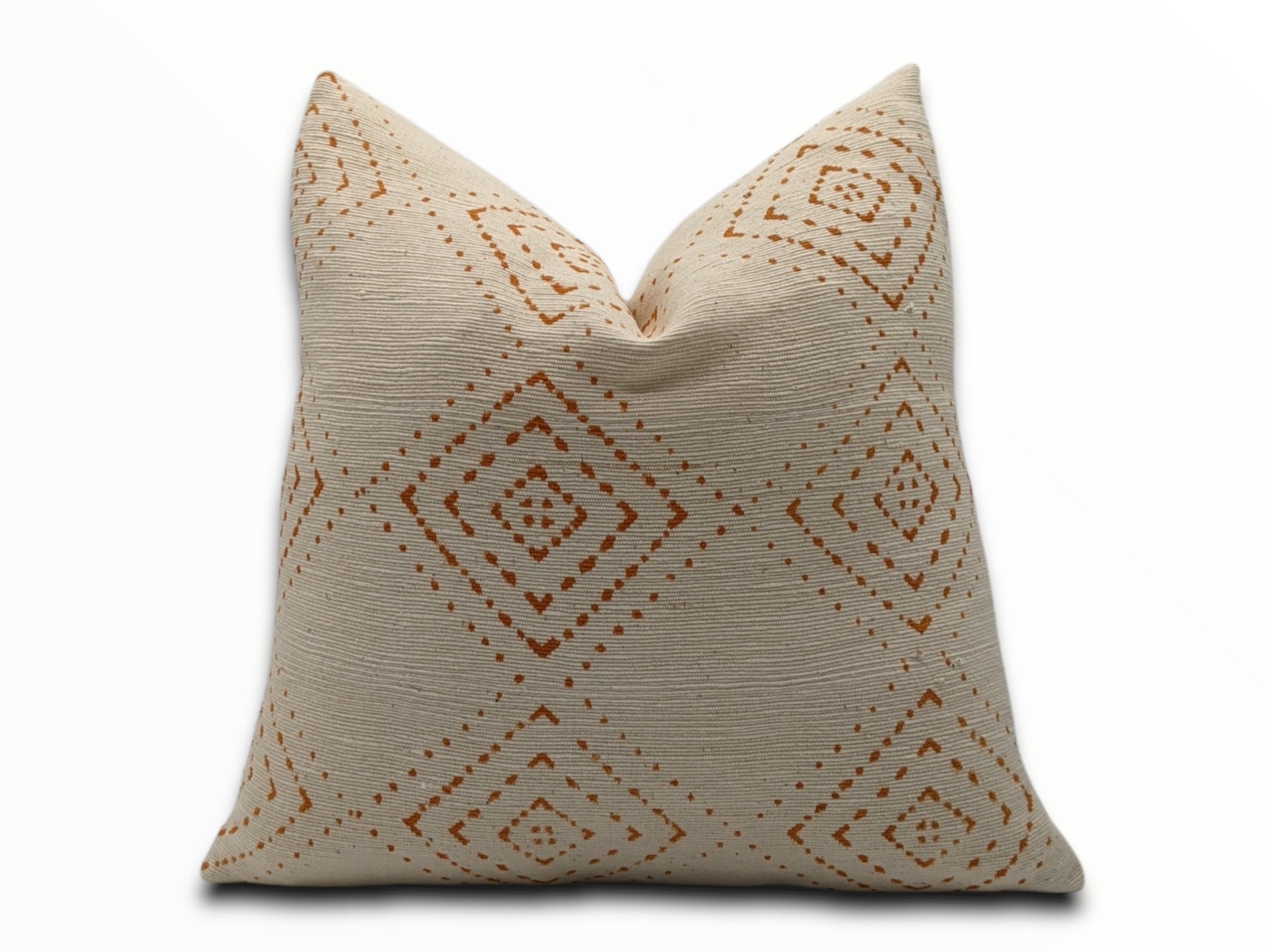 Coussin Bogolan Mudcloth Cushion Coton Blanc Ecru Decoration Boheme Ethnique Aya