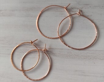 Set of 2 Copper Hoop Earrings, Large and Small, Boho Style, Gift For Her