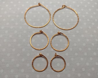 Set of 3 Copper Hoops, Medium, Small and Tiny, Boho Style, Gift For Her