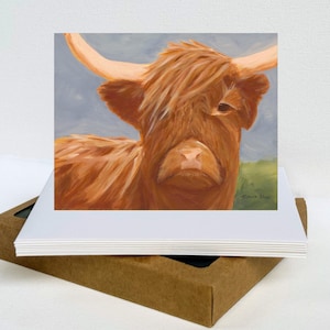 Cute Highland Cow Greeting Cards | Rustic Farmhouse Animal Cards | Blank Cards for All Occasions | Boxed Set or Single