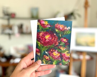 Spring Flower Card Boxed Set | Hand-Painted Floral Greeting Cards | Easter Art Cards | Floral Gift for Mother's Day Thank You Cards