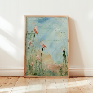 Blue Flower Art Print from Original Painting, Spring-Inspired Floral Wall Decor Landscape Fine Art Botanical Artwork for Living Room Floral