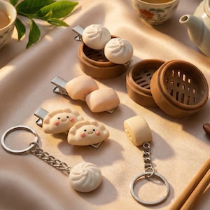 Dim Sum Keychain: Dumpling, Baozi & Bun Food Keychain