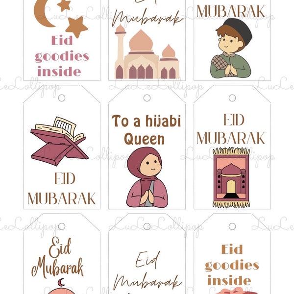 PRINTABLE EID gift tags PDF eid gift for kids eid gifts ramadan favors eid class eid favors for kids eid gift kid ramadan gift ideas