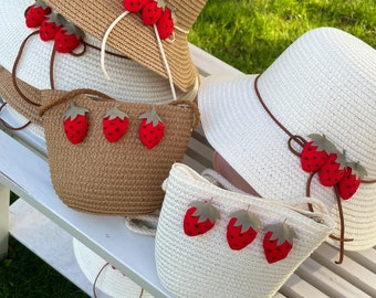 Strawberry Purse & Straw Hat Set: Toddler Summer Accessory