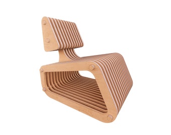 Meubles paramétriques - Chaise organique ondulée en bois - Fichiers de coupe prêts à l’emploi CNC faciles à assembler