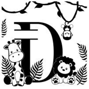 Alphabet monogrammes Jungle Lettre D - Fichier de découpe SVG