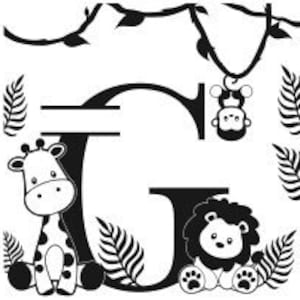 Alphabet monogrammes Jungle Lettre G - Fichier de découpe SVG
