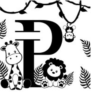 Alphabet monogrammes Jungle Lettre P - Fichier de découpe SVG