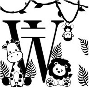 Alphabet monogrammes Jungle Lettre W - Fichier de découpe SVG